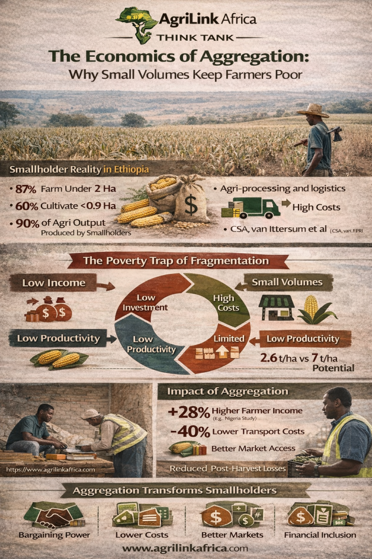 Aggregation increases smallholder farmer income by 20–40 percent in Africa through scale and market access.